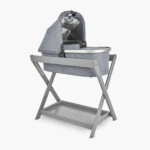 Grey Bassinet Stand with Bassinet attached