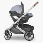 Mesa V2 infant car seat attached to Cruz V2 Stroller both in Gregory fashion