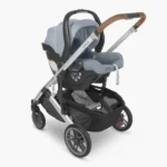 Mesa V2 infant car seat attached to Cruz V2 Stroller both in Gregory fashion