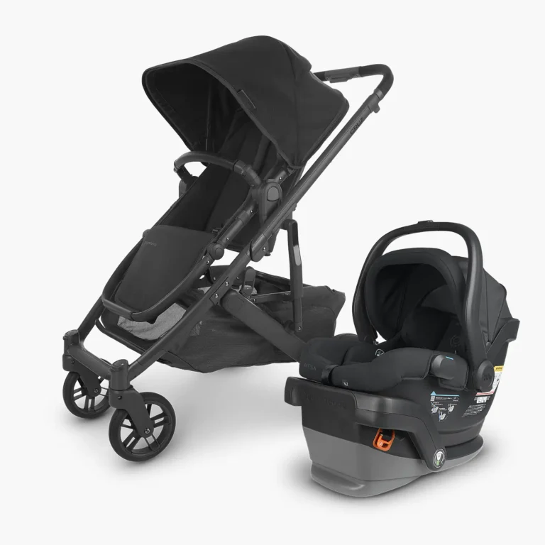 Travel System - Mesa V2 infant car seat alongside Cruz V2 Stroller both in Jake fashion