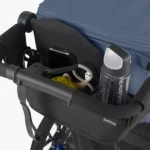 Parent Console holding water bottle and toys attached to Ridge Stroller