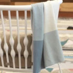 Blue Knit Blanket draped over chair