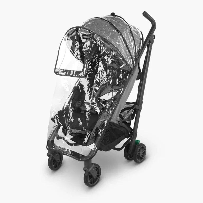 Rain Shield for G-Luxe and G-Lite on Greyson G-Luxe Stroller - window unrolled for full coverage from rain