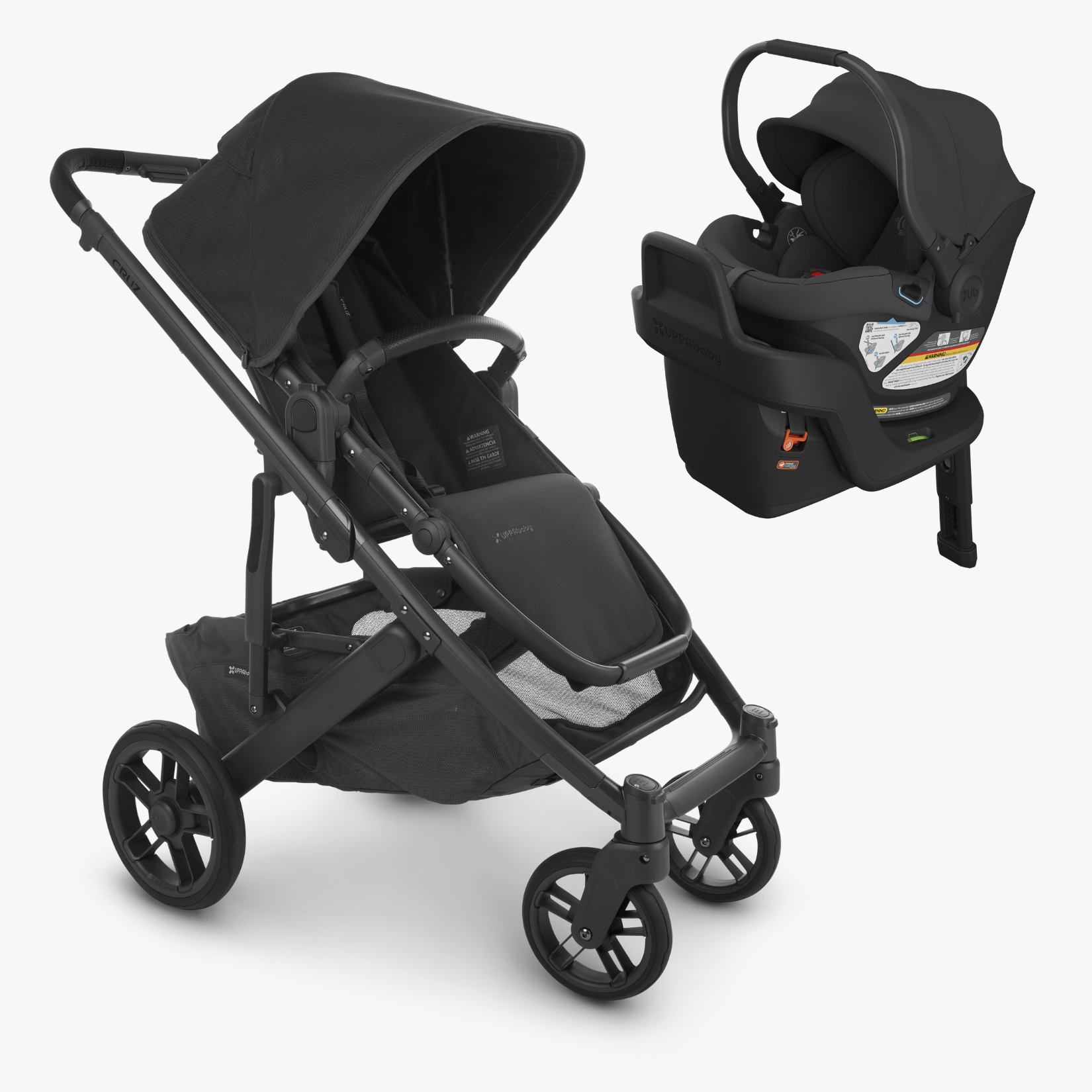 A Cruz V2 with the compatible Aria Infant Car Seat.