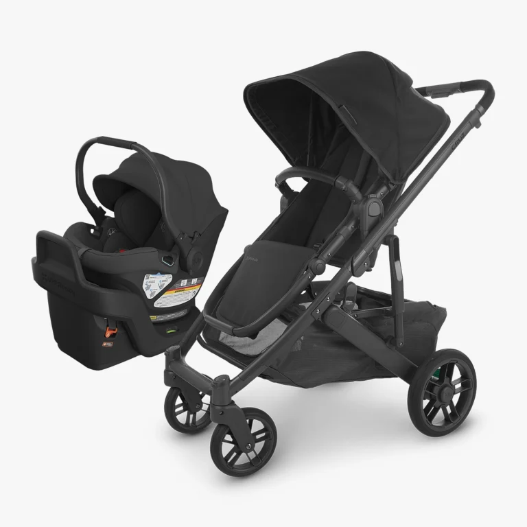 Aria infant car seat attached to Cruz V2 stroller both in Jake