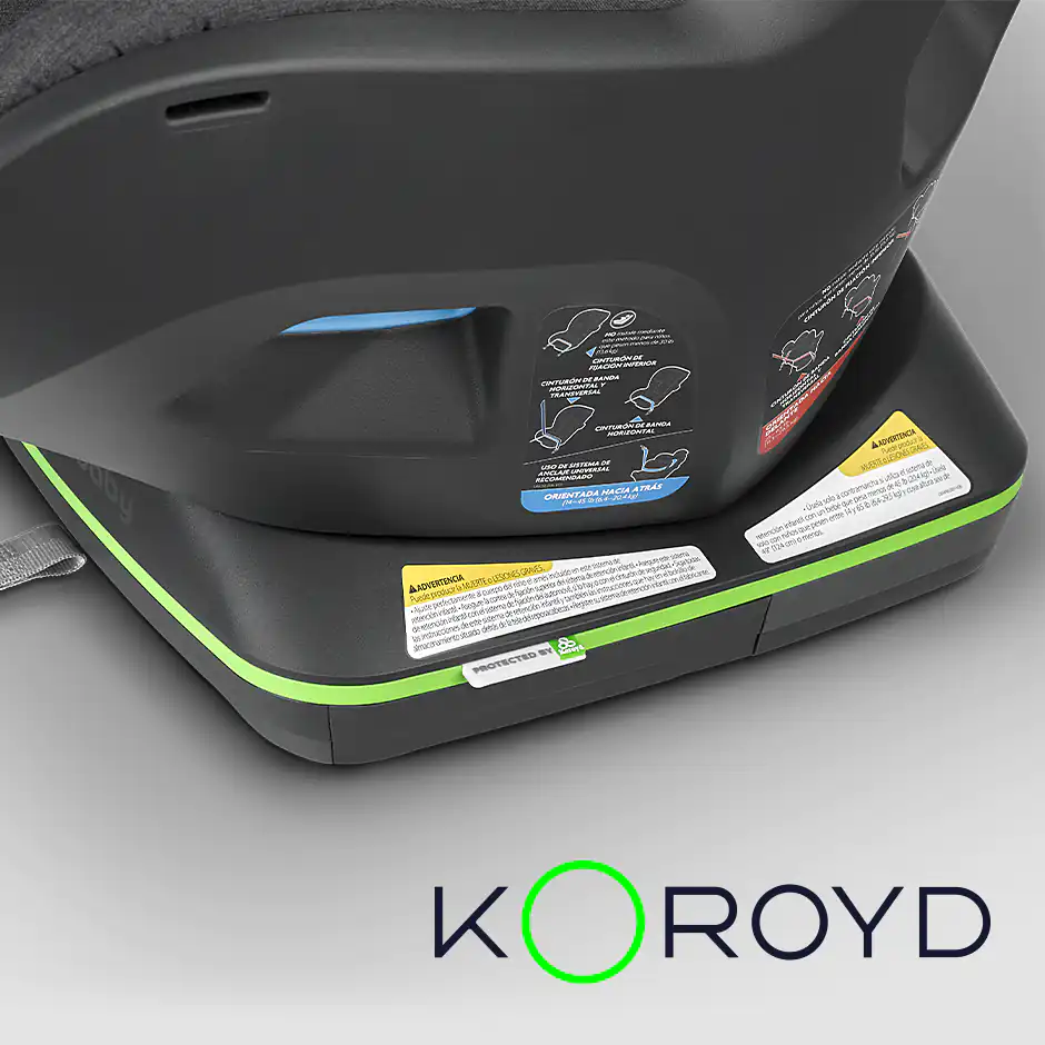 The Knox Convertible Car Seat is equipped with Koroyd® technology integrated into the base to create an effective crumple zone protecting the child from impact forces