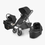 What's Included - stand alone Vista V2, Aria infant car seat, and Bassinet - all in Jake fashion